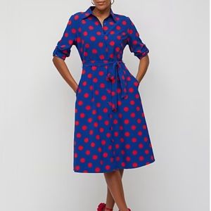 New York & Company Blue and Red Polka Dot Dress